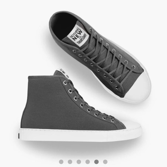 Nothing New High Top Gray and White Sneakers, Size 8 - Picture 2 of 7